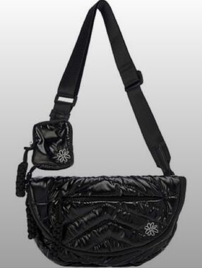Denise Austin Black Quilted Crossbody Shoulder Bag with Pouch NWOT